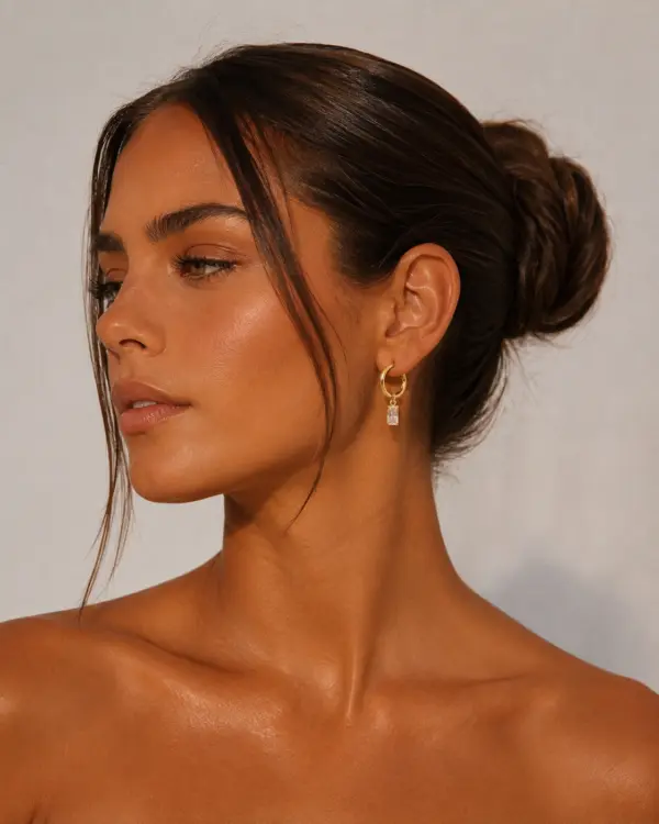 Diamond Pendant Earrings Gold