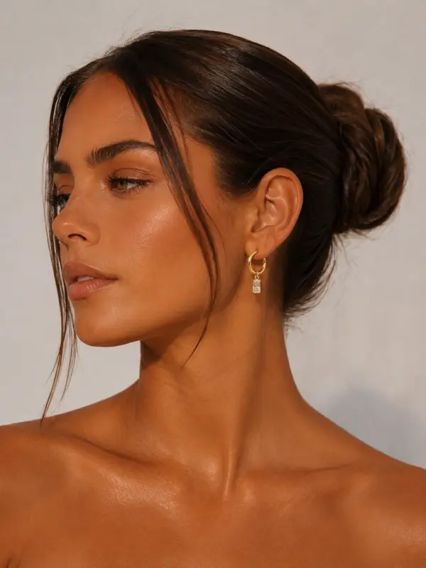 Diamond Pendant Earrings Gold