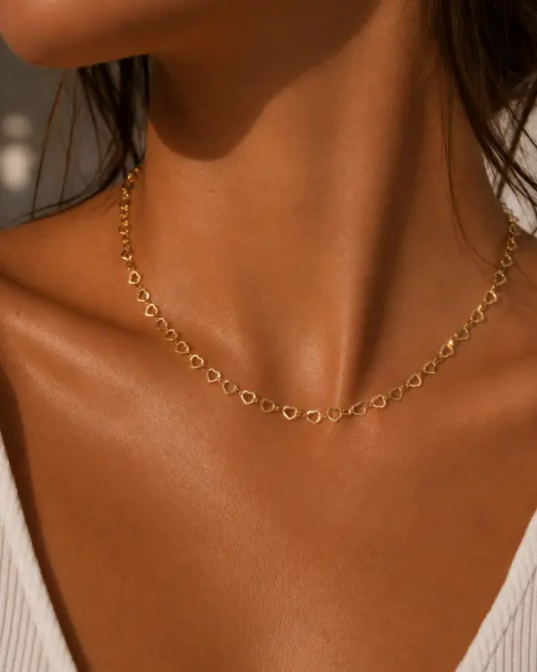 Hollow Heart Choker Gold