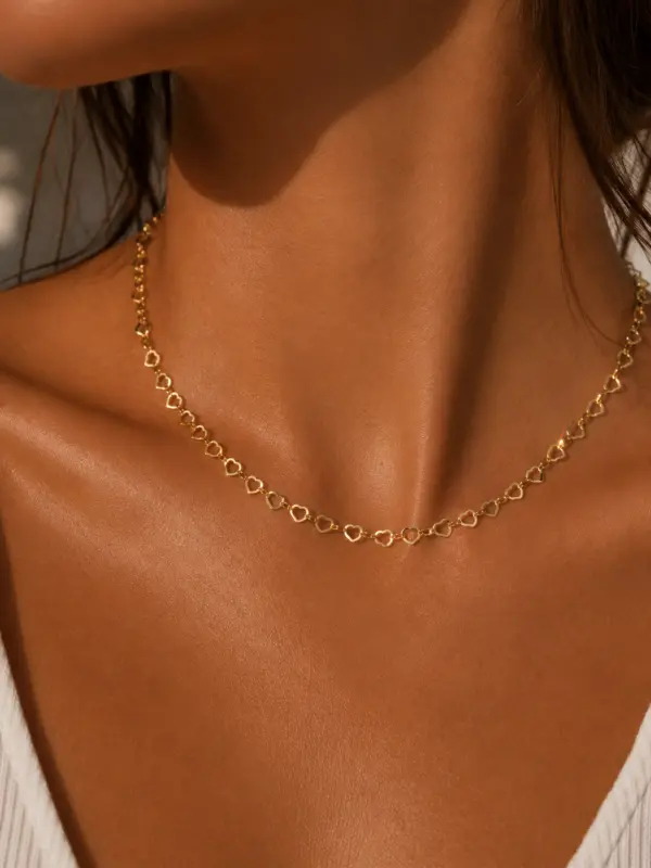 e93df044-4b04-4c47-812d-417f87467a54 Hollow Heart Choker Gold