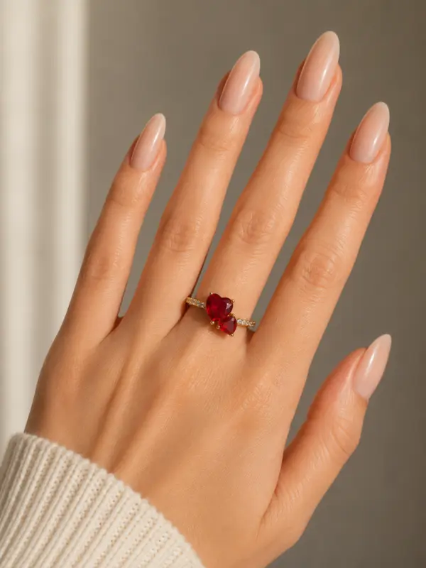 2 Hearts Ring Red