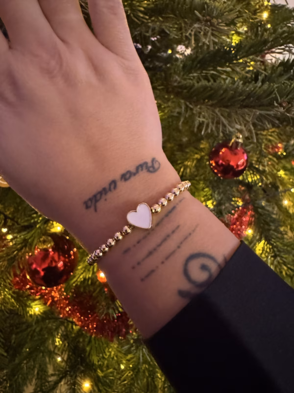 Bracciale con cuore bianco