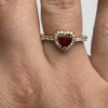 Diamond Heart Ring Red