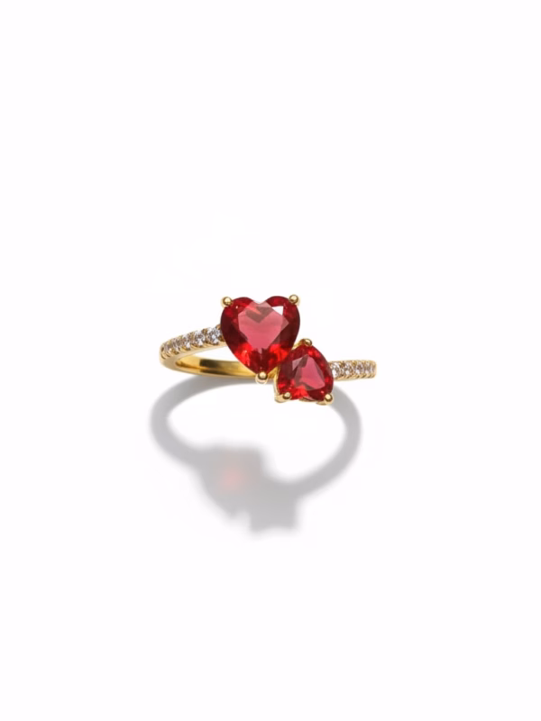 2 Hearts Ring Red