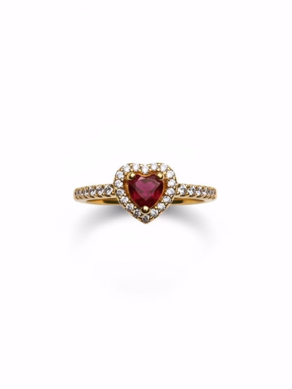 Diamond Heart Ring Red