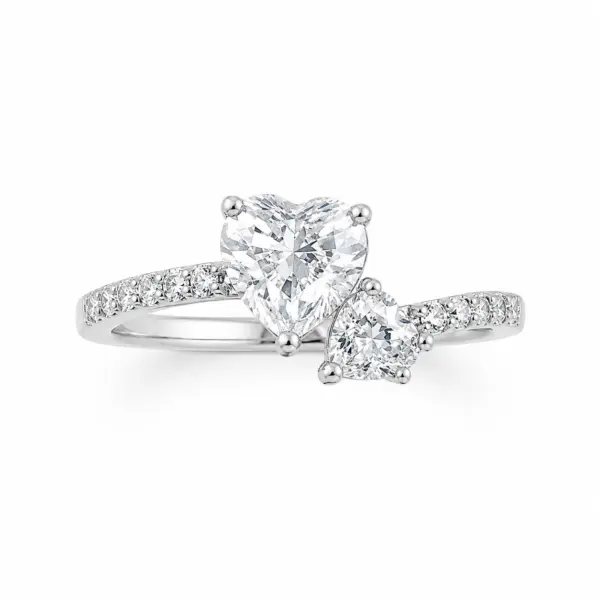 2 Hearts Ring Silver