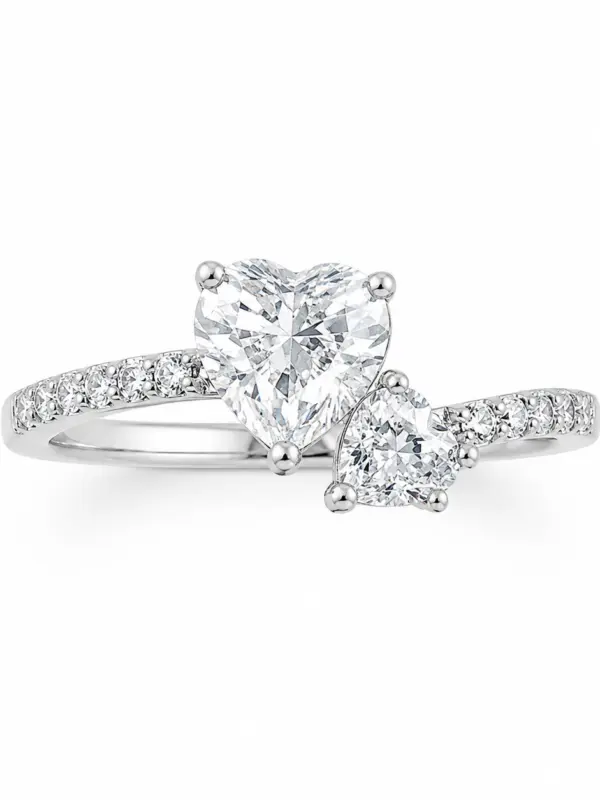 2 Hearts Ring Silver
