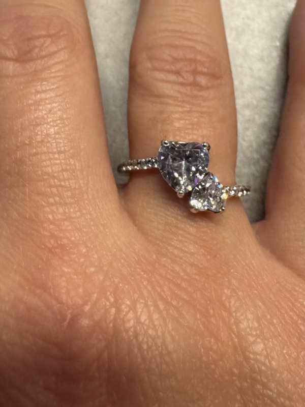 2 Hearts Ring Silver