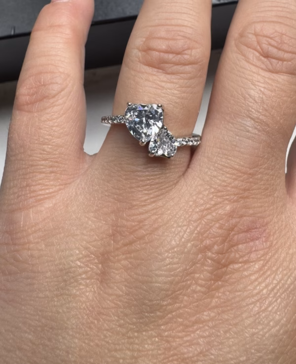 2 Hearts Ring Silver