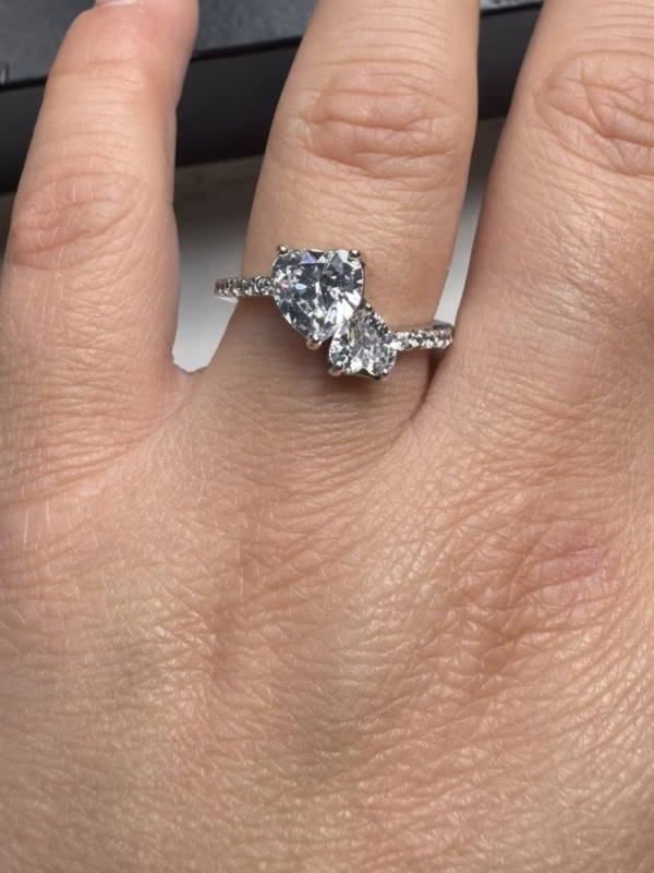 2 Hearts Ring Silver