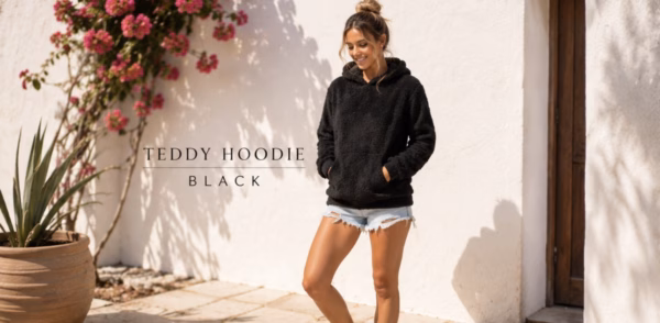 Teddy Hoodie Black